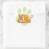 Kat en hond ronde sticker (Tas)