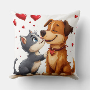 Kat en hond verliefd kussen