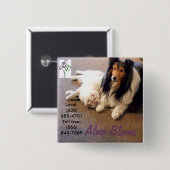 Kat en hond vierkante button 5,1 cm (Voorkant /achterkant)