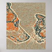 Kat- en hondenvriendschap, abstract poster (Voorkant)
