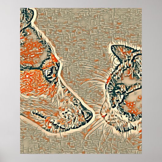 Kat- en hondenvriendschap, abstract poster (Voorkant)