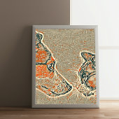 Kat- en hondenvriendschap, abstract poster