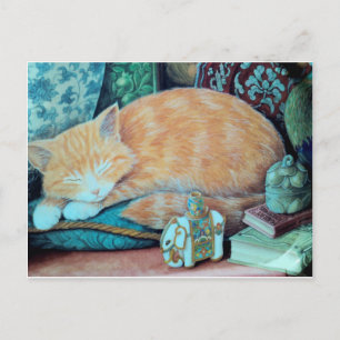 Kat- en Indiase ellephant-design Briefkaart
