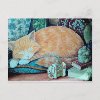 Kat- en Indiase ellephant-design Briefkaart