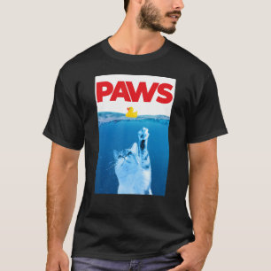 Kat en karton van gele rubber, luiend keukengerei t-shirt