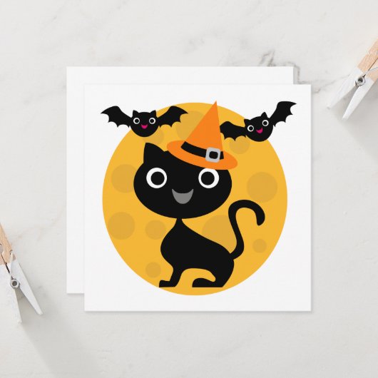 Kat en katten Halloween T-shirts en cadeautjes Kaart (Voorkant / Achterkant in situ)