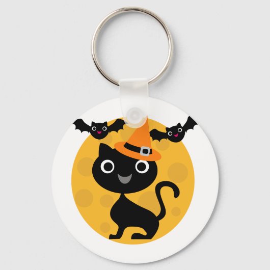 Kat en katten Halloween T-shirts en cadeautjes Sleutelhanger (Voorkant)