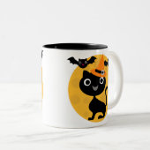 Kat en katten Halloween T-shirts en cadeautjes Tweekleurige Koffiemok (Voorkant rechts)