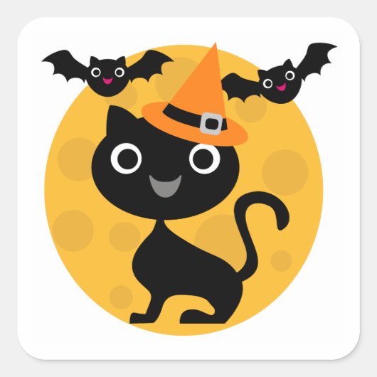 Kat en katten Halloween T-shirts en cadeautjes Vierkante Sticker (Voorkant)