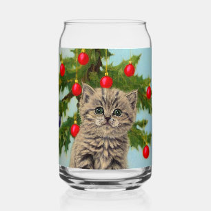 kat en kerstboom blikvorm glas