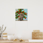 kat en kerstboom poster (Keuken)
