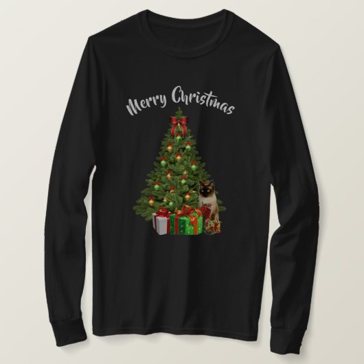 Kat en kerstboom T-shirt (Design voorkant)