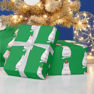 Kat en kerstlampjes cadeaupapier