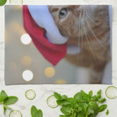 Kat- en kerstverlichting theedoek (Gevouwen)