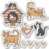 Kat en kippen Sticker Set (Voorkant)