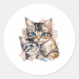 Kat en Kitten - Happy Moederdag Ronde Sticker