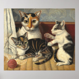 Kat en Kittens - Amerikaanse Fijne Kunstposter Poster