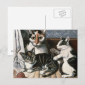 Kat en Kittens, c.1872-1883 Briefkaart (Voorkant / Achterkant)