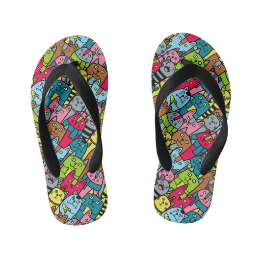 Kat en kittens kinder teenslippers (Voetbed)