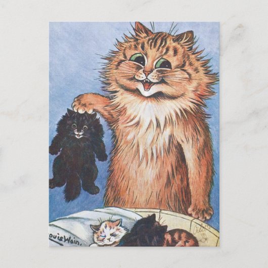 Kat en Kittens, Louis Wain Briefkaart (Voorkant)