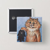 Kat en Kittens, Louis Wain Vierkante Button 5,1 Cm (Voorkant /achterkant)