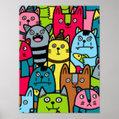 Kat en kittens poster (Voorkant)