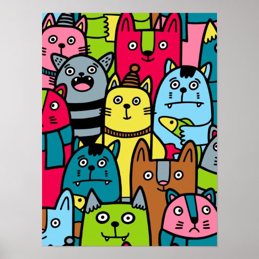 Kat en kittens poster (Voorkant)