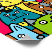 Kat en kittens poster (Hoek)