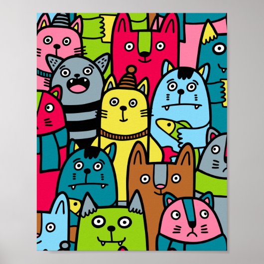 Kat en kittens poster (Voorkant)