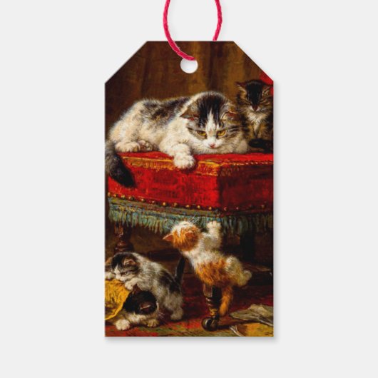 Kat en Kittens spelen met voorzitter Cadeaulabel (Voorkant)