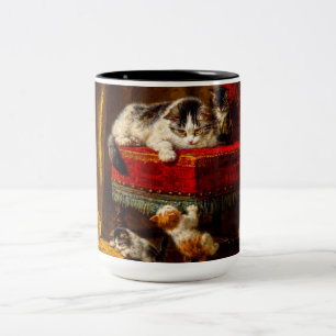 Kat en Kittens spelen met voorzitter Tweekleurige Koffiemok