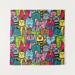 Kat en kittens wandkleed