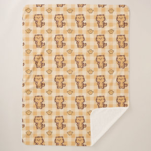 Kat en klein kippenpatroon sherpa deken