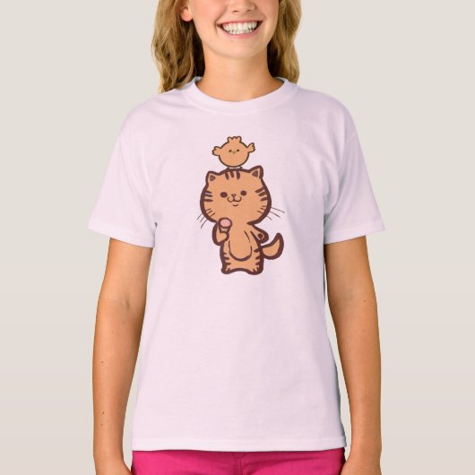 Kat en kleine kip t-shirt (Voorkant)