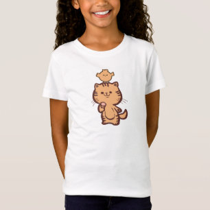 Kat en kleine kip t-shirt