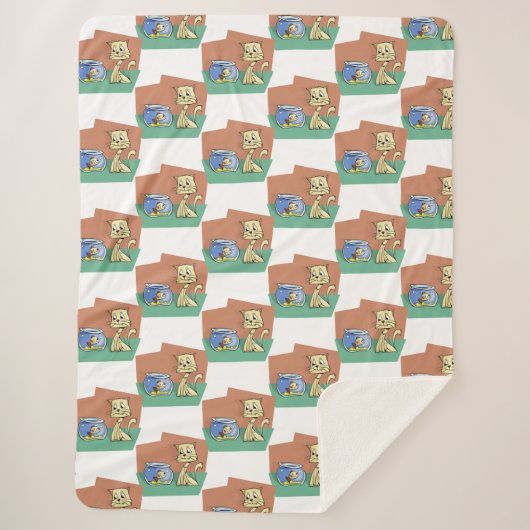 Kat en klip van viskuit sherpa deken (Voorkant)