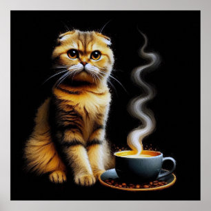 Kat en koffie dromen poster