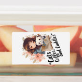 kat en koffie labels (Aangebracht)