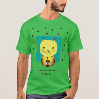 Kat en koffie t-shirt