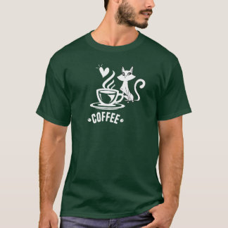 Kat en koffie t-shirt