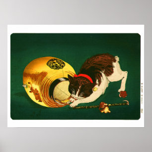 Kat en lantaarn Kobayashi Kiyochika 1886 Poster