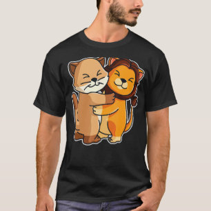 Kat En Leeuw Leuke Kitten knuffelen Dieren Vrouwen T-shirt