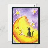 Kat en maan briefkaart (Voorkant / Achterkant)
