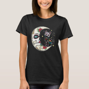 Kat En Maan Suiker Schedel Dia De Muertos Dag Van T-shirt