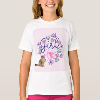 kat en meisjeskracht ontwerp T-shirt