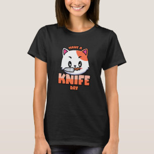 Kat en mes woordspeling Heb een mesdag T-shirt