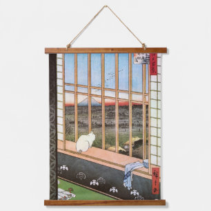 Kat en Mount Fuji, Hiroshige, Ukiyo-e Hangend Wandkleed