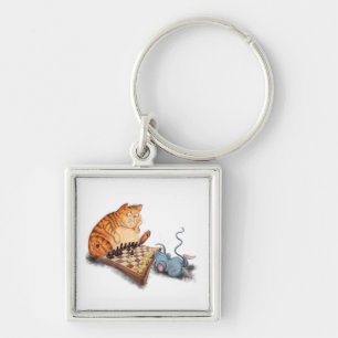 Kat en muis die Sleutelhanger van de kaasmakerij s