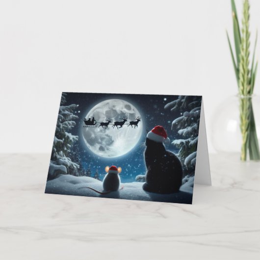 Kat en muis: geloof! Kaart voor Kerstmis (Voorkant)