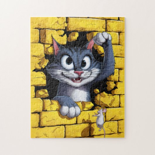 Kat en muis. legpuzzel (Verticaal)